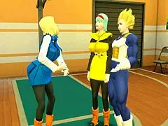 In dragon ball episode 15, vegeta interacts intensely with no. 18 and bulma in a cuckold scenario