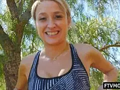 I was outdooor with that hot milf, feeling so excited!