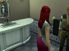 perverted old man fucks tenant in pool with huge cock.