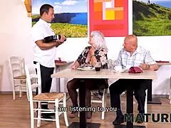 Hey, waiter, can I get coffee and a hard cock for my mature wife?