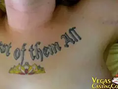 Tattooed Vegas Girl's First Casting: POV Blowjob, Moaning Riding, Bondage Orgasm