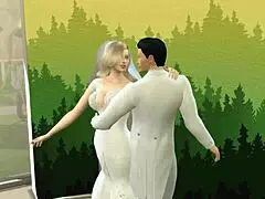 just married beauty in wedding dress banged during photo session beside cuckold husband. her transformation into a slut shocked everyone.