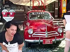 Wow! Regina Noir strips in short dress showing everything