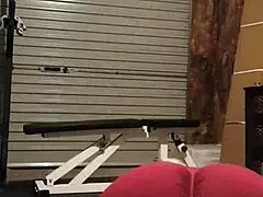 Gym girl does a striptease