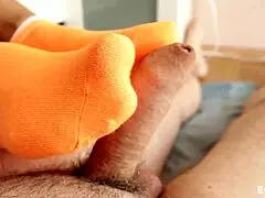 Intense POV Footjob in Ankle Socks Leads to Cumshot on Socks