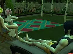 Watch Sakura get gangbanged by Naruto clones in front of cuckold Sasuke! Anal and cum everywhere!