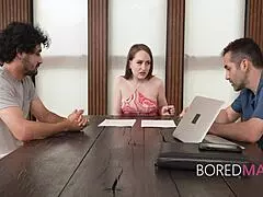 hey, how does this housewife keep the family together? she spreads her pussy for a wild 3some!