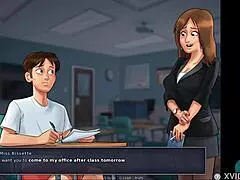 French Teacher Seduces in Summertime Saga Makeout Session