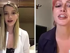 office lesbians kenna james and serene siren licking on webcam