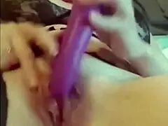 The blonde Spanish woman relaxes with her toy