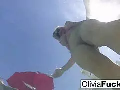 Wow, see Olivia splashing naked in the pool! Isn't her solo play just the hottest summer fun?