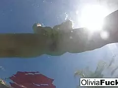 Wow, see Olivia splashing naked in the pool! Isn't her solo play just the hottest summer fun?