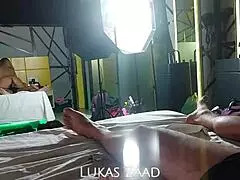 after the shoot, the blonde slut kept fucking and took a spinning anal creampie