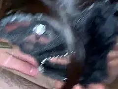 A busty Latina blowjob queen eagerly swallows cum