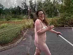 Voluptuous cougar flaunts in public