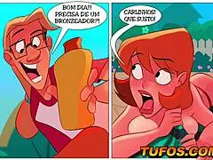 European milf sunbathes while punheteiro watches intently