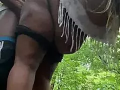 in the forest, this fat wet pussy made that dick splatter cum all over