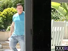 Horny Blonde Latina Luna Star Seduces Worker with Big Cock.