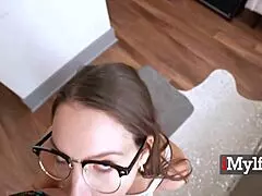 Nerd Milf Delivers Intense Blowjob and Fucking
