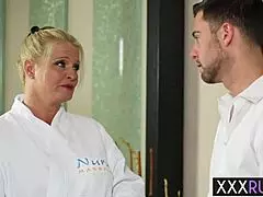 Horny Maya Devine Handles Two Big Cocks Before Her Massage Session