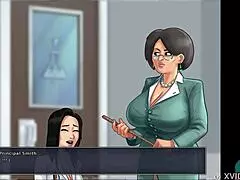 i'm tickling the asian teacher's pussy in summertime saga