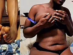 Ebony housewife sucks monster cock and foot fucks bbc