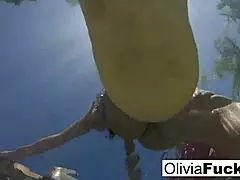 i'm olivia, having fun in the pool with my big tits out