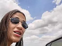 Latina milf sucks monster cock on road
