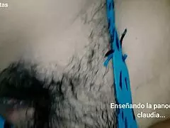 claudia d shows off her hairy vagina