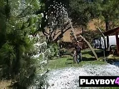 Karina Marie Undresses, Rips Clothes, Shows Small Tits And Stunning Ass In Stockings