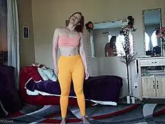 yoga lesson for milf with instruction on shaved pussy lips huge feet fetish mommy