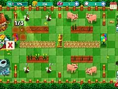 In the Nutaku Booty Farm Hentai Game, Redhead Flashes Big Tits and Ass on the Ranch