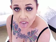 Yo, watch Eden Alexander take a huge cock POV blowjob, deepthroat, and swallow cum!