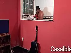 husband catches wife in kitchen, pushes dick in