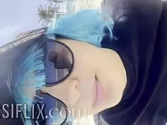 latina milf and friend sucking cock in public