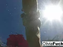 Olivia has intense summer fun in the pool with masturbation