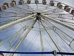 thrilling blowjob on the ferris wheel contrasts with the cute milf's innocent look
