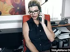 Hot secretary Vicky Vette, show me that pussy at the office