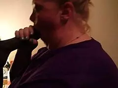 chubby redhead takes on a big black cock with a messy face finish