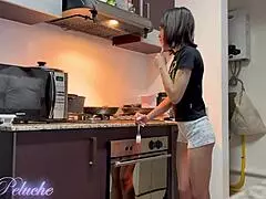 Step Daughter's Shaking Ass Covered in Cum from Step Dad's Handjob!