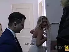 Debt4k Horny Wife Cheats For Cash In Front Of Husband.