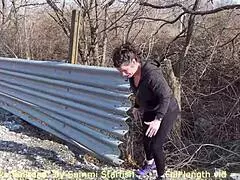 Bukkake Railroad Event With Sexy Milf in Public Outdoor Messy Cumshot Action