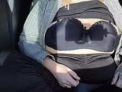 Sexy Babe Flashes Shaved Pussy And Ass On Motorway