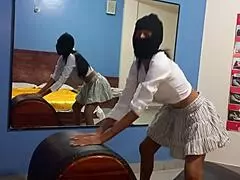 Latina brunette touches herself