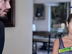 Step Daddy Forces Deepthroat On Brunette With Natural Tits And Shaved Pussy