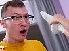 Wow, 50-year-old gilf in threesome with 18yo blonde and big cock bf! 😍