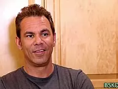 pornstar babe gets cumshot in ffm threesome