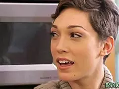 pornstar babe gets cumshot in ffm threesome