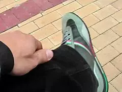 Sweet blonde girlfriend teases with skilled footjob play