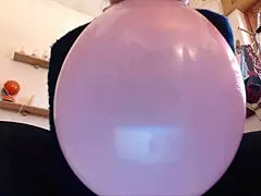 big wet orgasm with inflated balloons and clit play